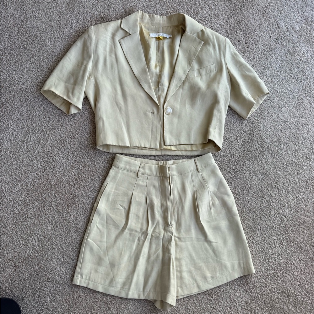Astr Light Tan Blazer and Shorts Set